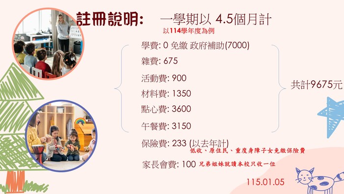 新北市教保服務機構收退費辦法(含收費項目基準表)-115.01.05